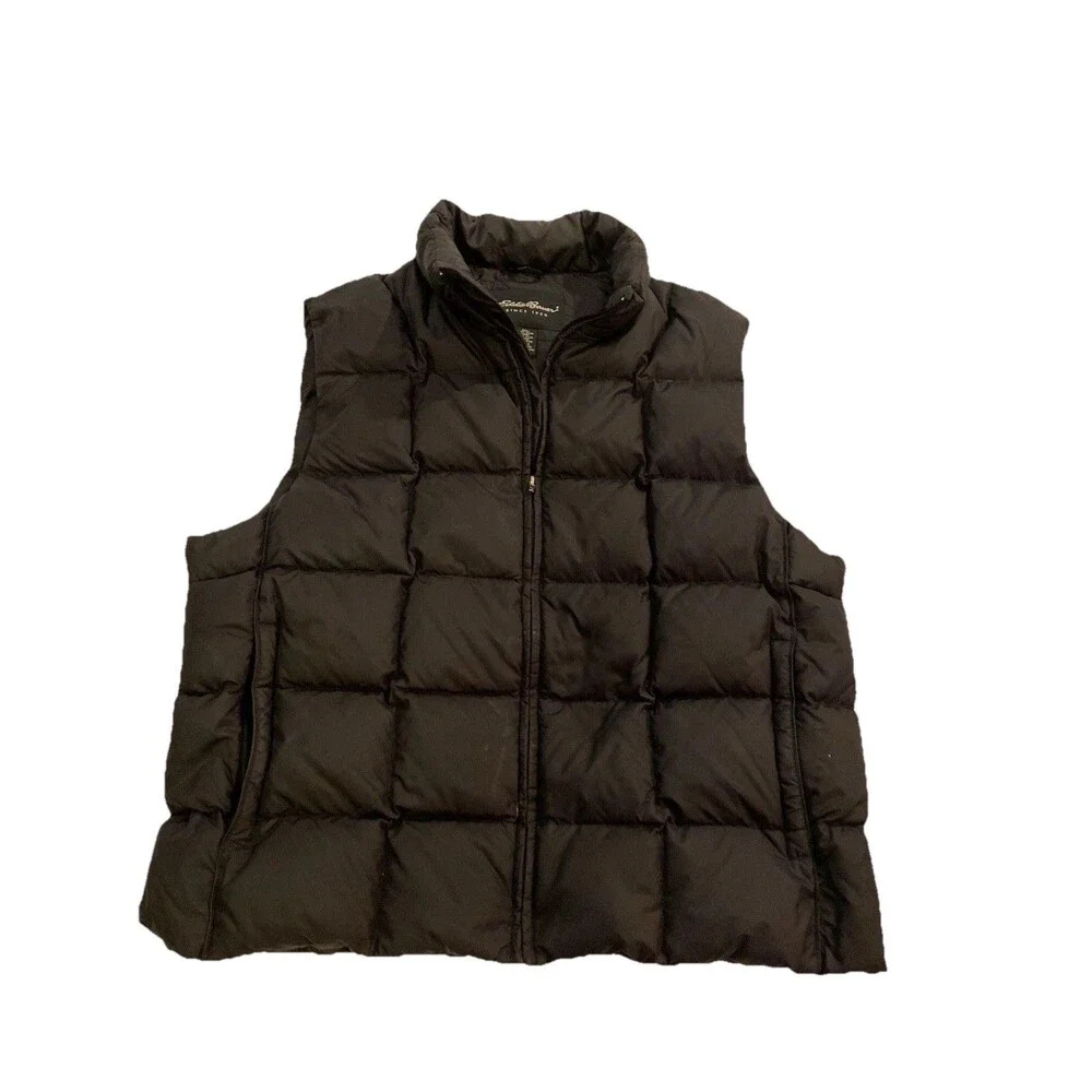 Eddie Bauer Puffer Goosedown Vest Men’s XL Black Jacket Full Zip